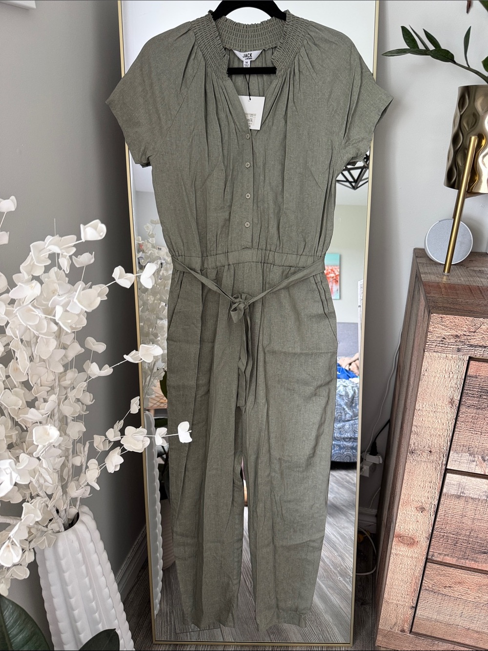 NWT Jack by BB Dakota Sage Green Short-Sleeve Jumpsuit